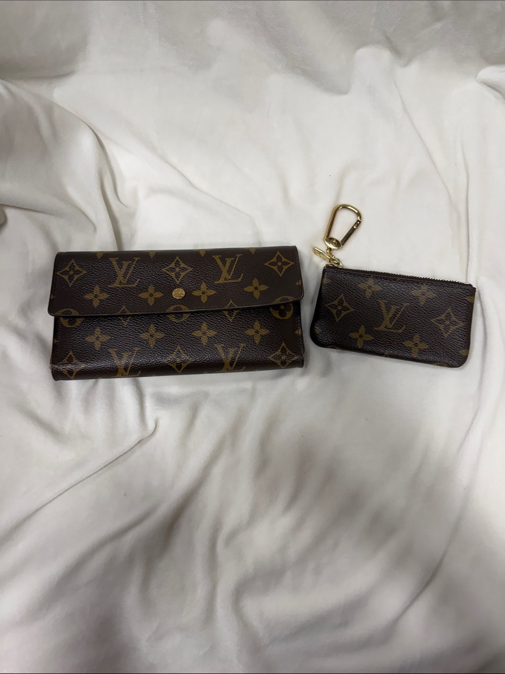 Louis Vuitton Monogram  Wallet and Key Pouch Set in Brown and Gold